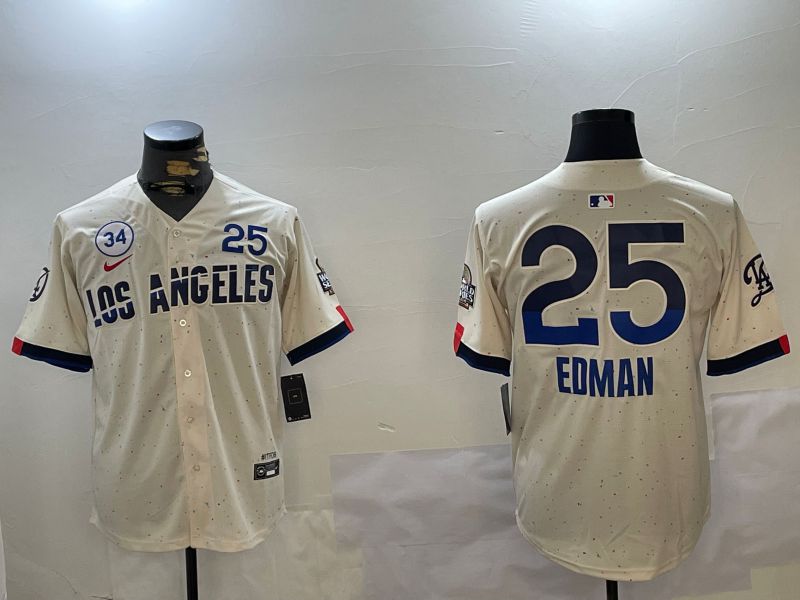 Men Los Angeles Dodgers #25 Edman Cream Game 2024 Nike MLB Jersey style 12111